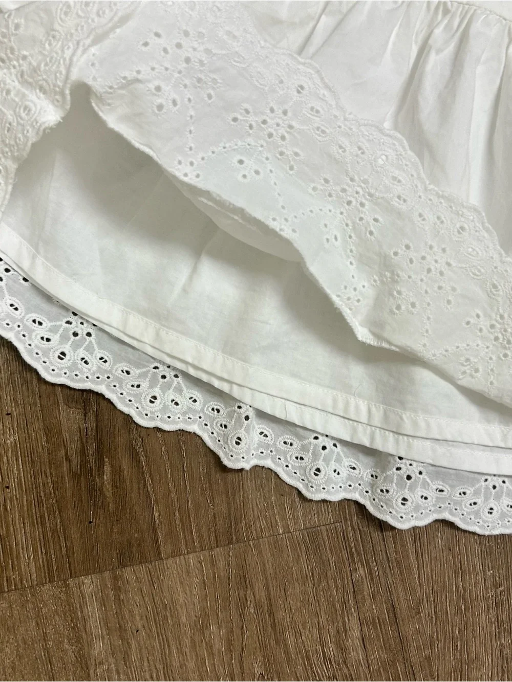 child of mine White Eyelet Dress with Ruffled Straps
